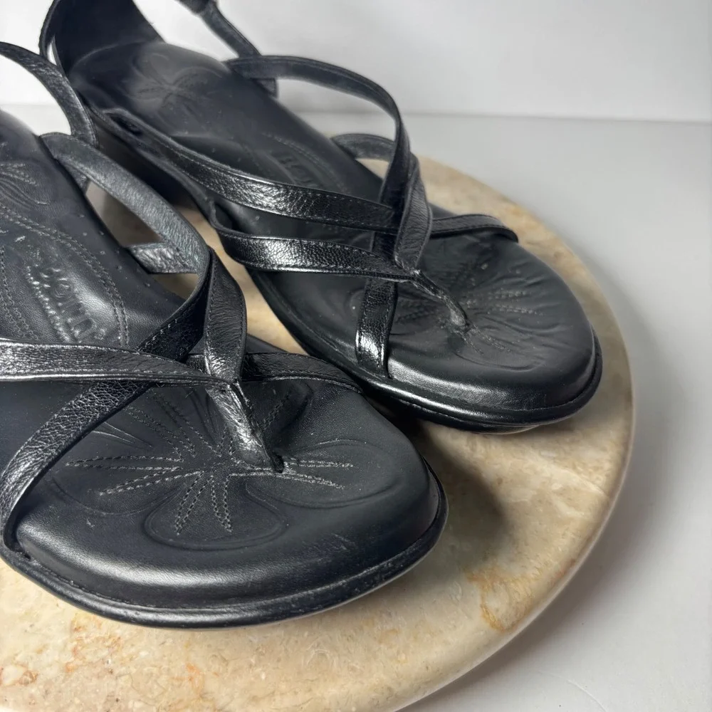 Black Strappy Wedge Sandals - Women